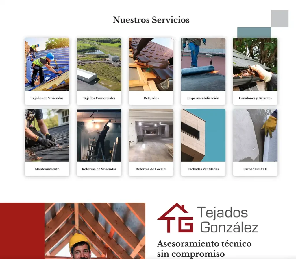 Diseño web Pamplona | Nueva web de Tejados González 1 servicios tejados gonzalez